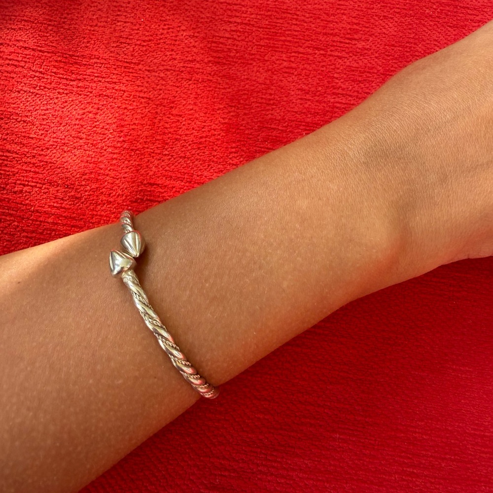 Handmade Sterling Silver Twisted Cable Bangle Bracelet - Picture 6 of 9